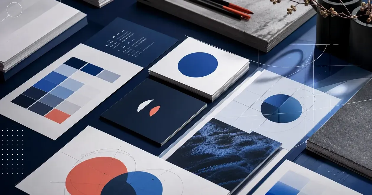 Système d'identité visuelle avec logo, palette de couleurs, typographies et règles graphiques