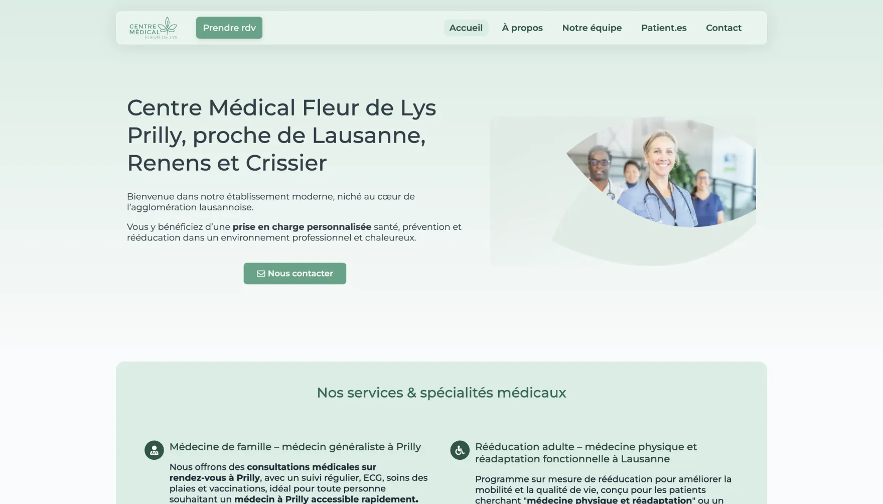 Page d'accueil du site du Centre Médical Fleur de Lys