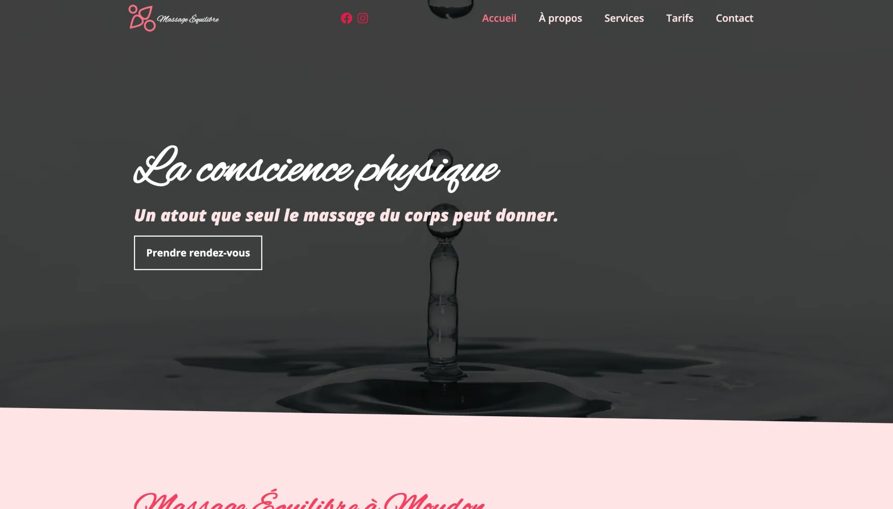 Page d'accueil du site Massage Équilibre