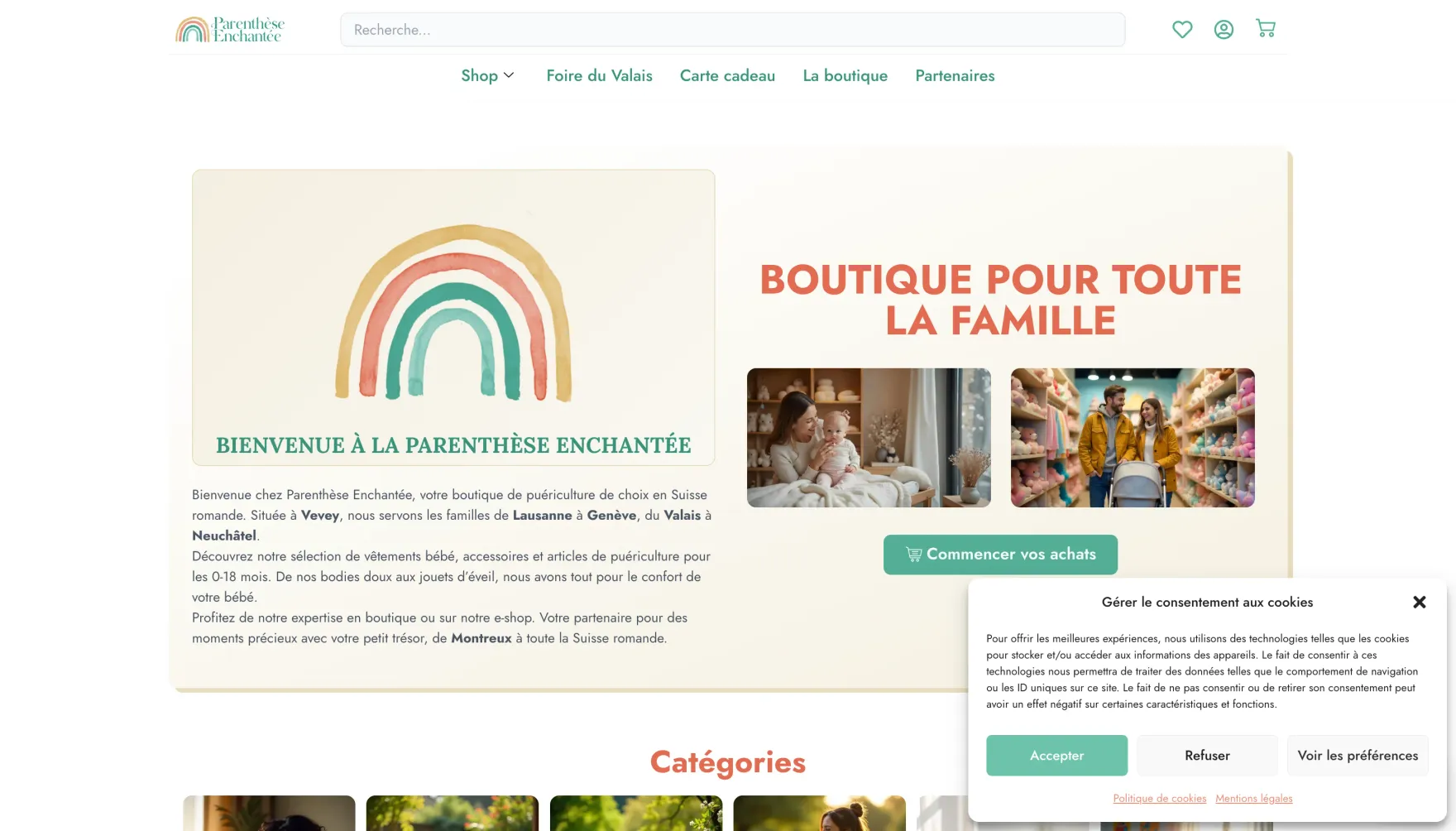 Page d'accueil de la boutique Parenthèse Enchantée