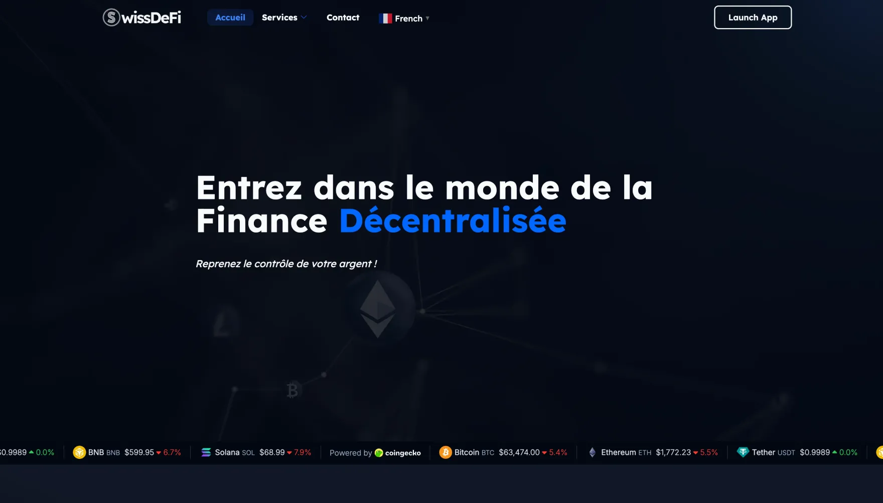 Page d'accueil du site SwissDefi