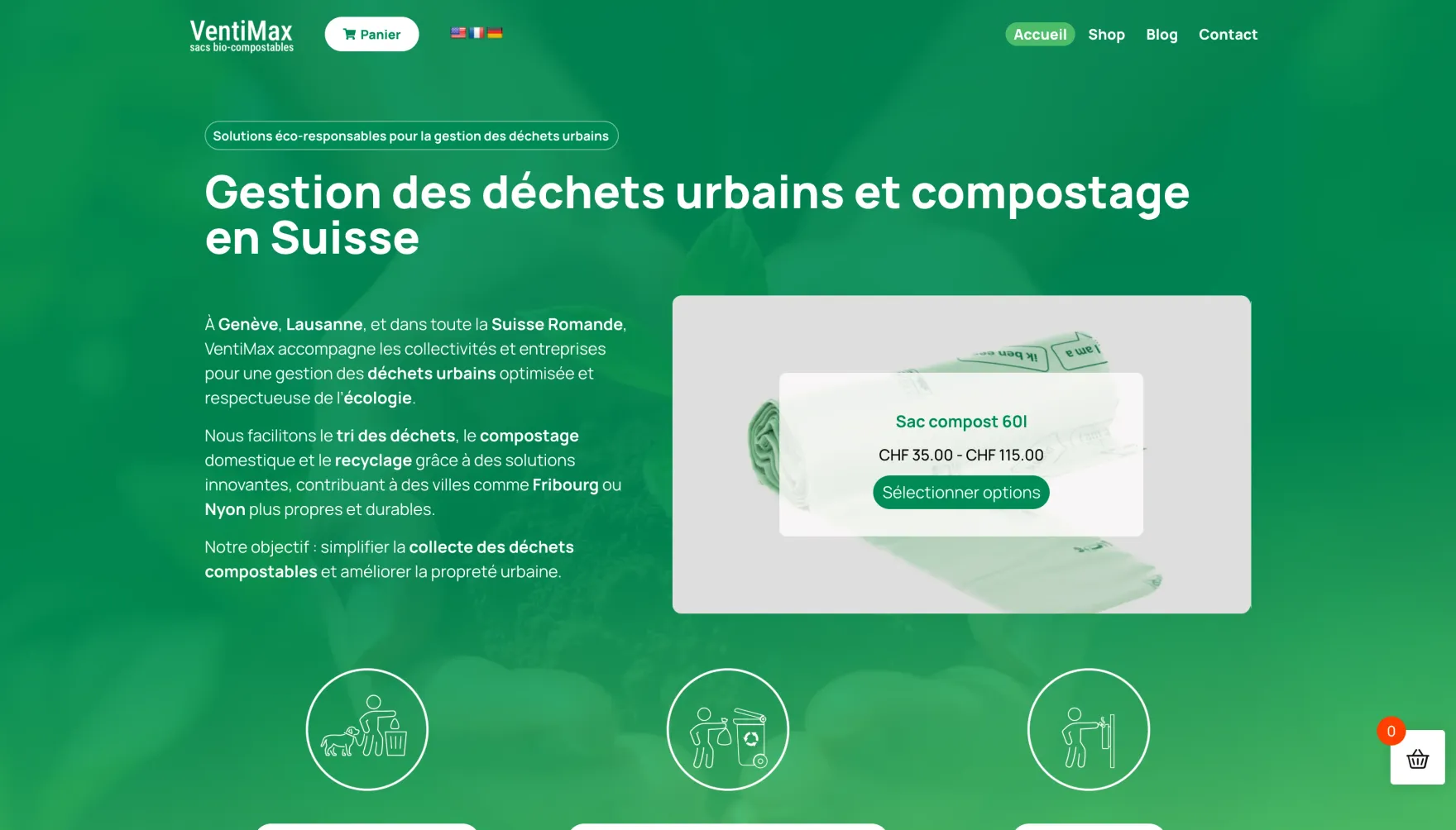 Page d'accueil du site VentiMax