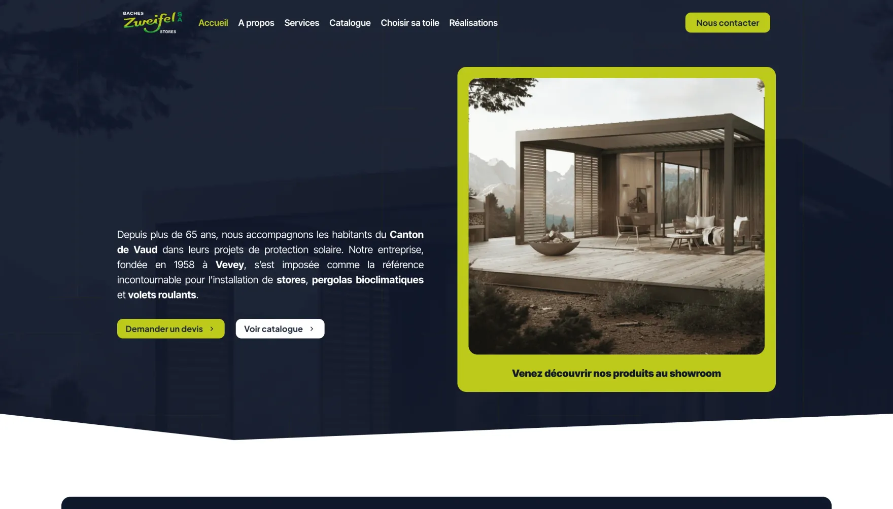 Page d'accueil du site Zweifel Stores